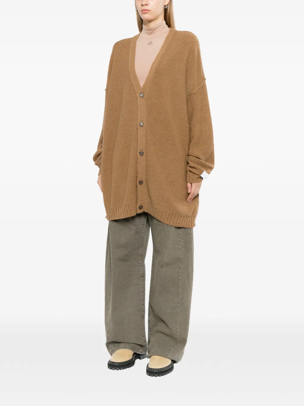 MM6 Maison Margiela Button-up vest met V-hals Bruin