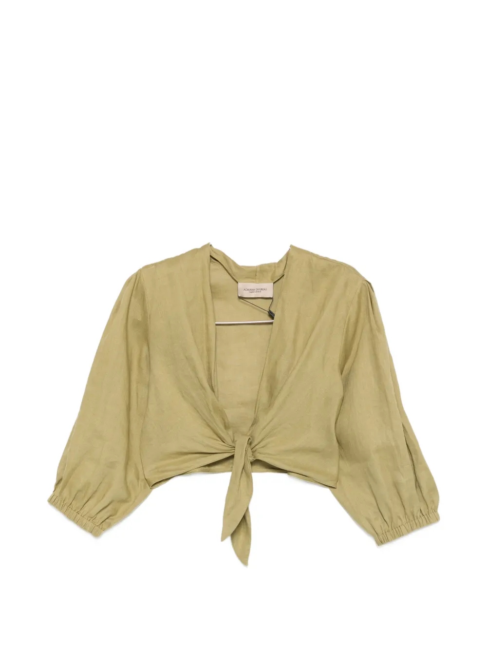 Adriana Degreas Front-tie Balloon-sleeve Top In Neutrals