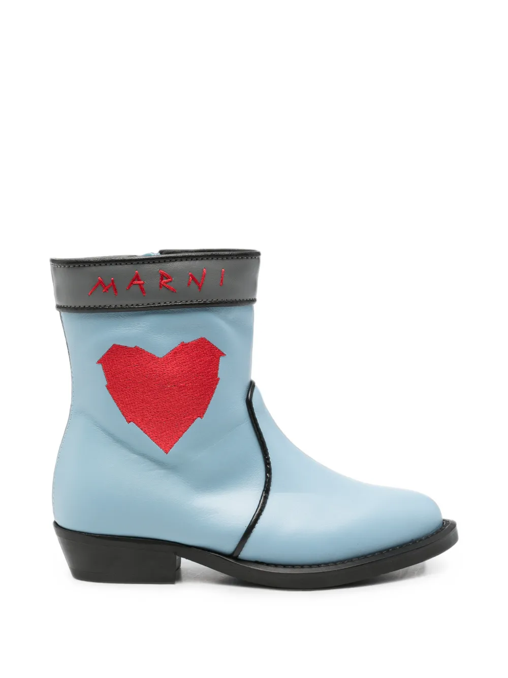 Marni Kids heart-motif logo-embroidered boots - Blu