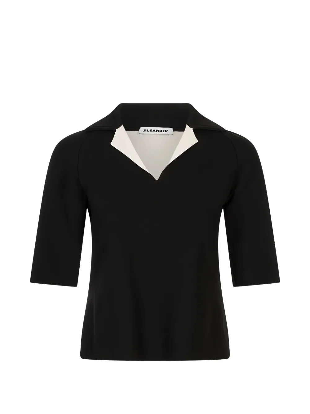 Jil Sander contrast-collar raglan-sleeve top · 42