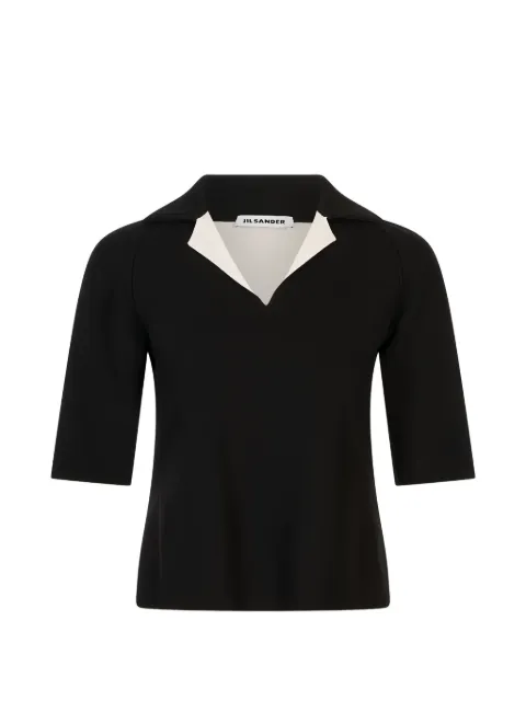 Jil Sander contrast-collar raglan-sleeve top