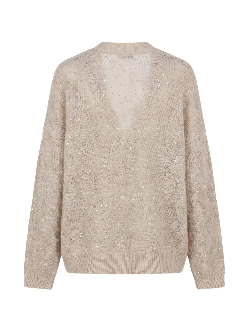Peserico sequin-embellished open-knit cardigan Beige