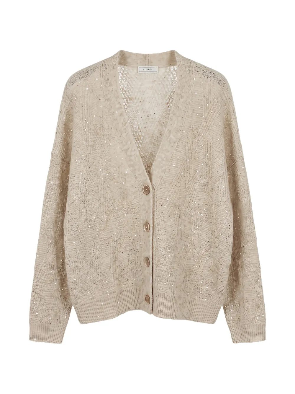 Peserico sequin-embellished open-knit cardigan