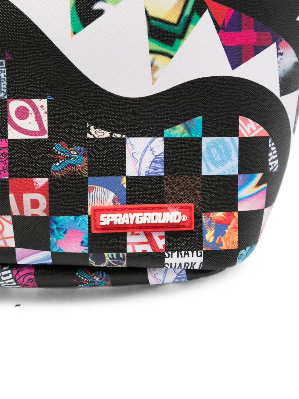Sprayground checkered shark-print backpack Zwart