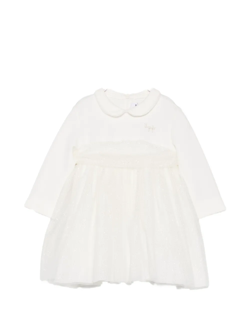 Il Gufo glitter-tulle Peter Pan collar dress - Weiß