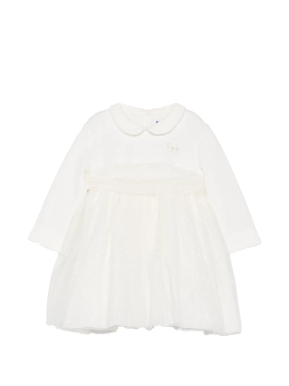 Il Gufo glitter-tulle Peter Pan collar dress - Bianco