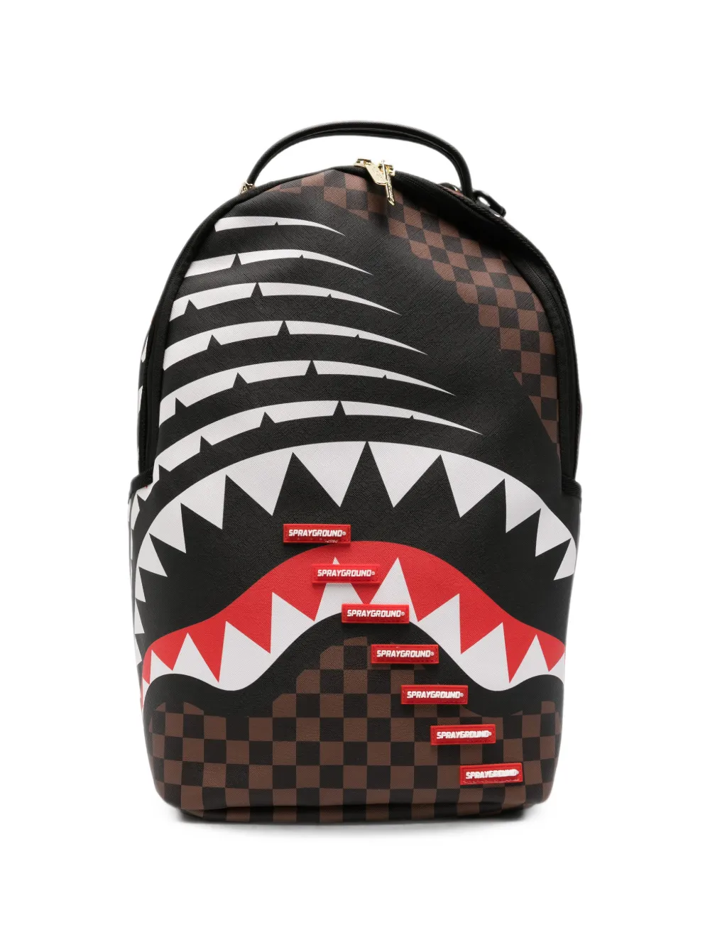 sprayground kid shark-print checkered backpack - Nero