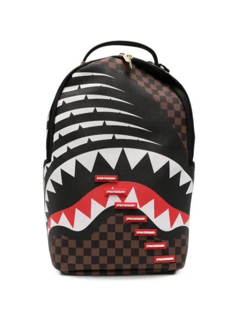 sprayground kid mochila a cuadros con tiburón estampado