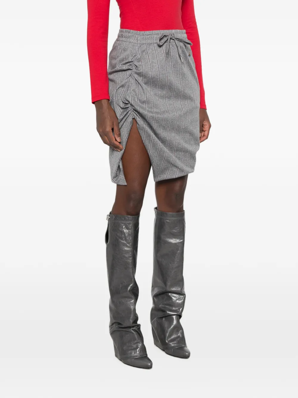 Vivienne Westwood Side Panther pinstripe-print ruched mini skirt Grijs