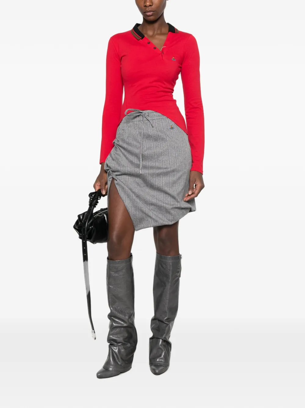 Vivienne Westwood Side Panther pinstripe-print ruched mini skirt Grijs