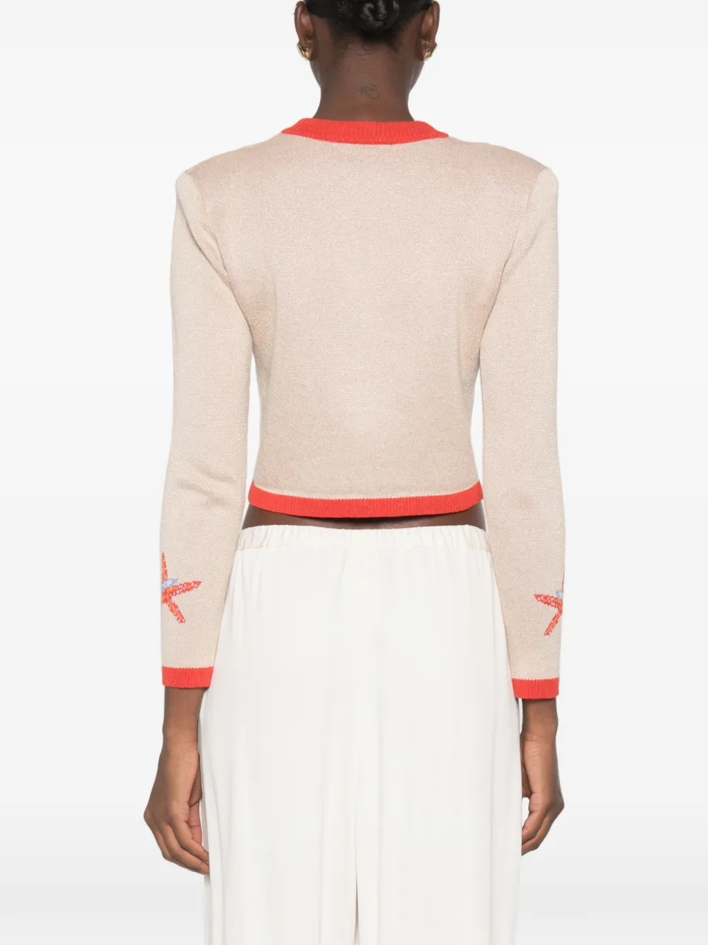 Retrofete Aralyn cropped vest met koraal-intarsia Beige