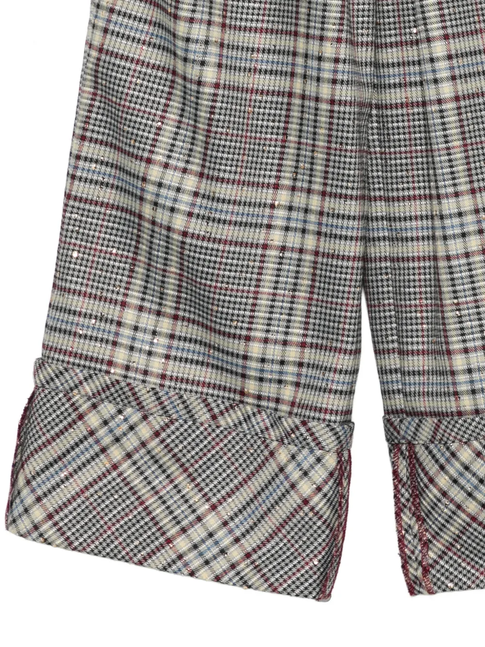 Mi Sol Geruite broek verfraaid met pailletten Grijs