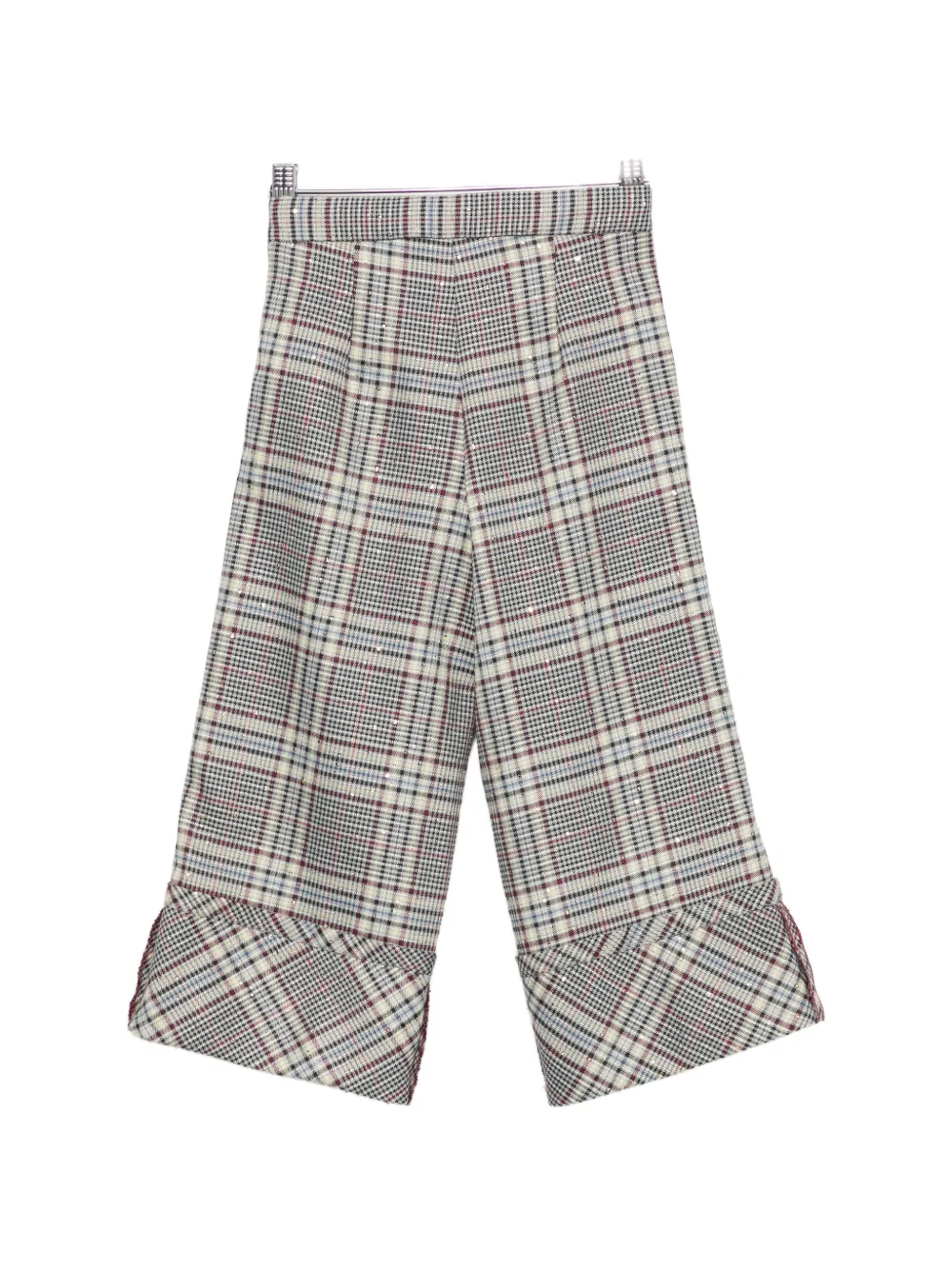 Mi Sol Geruite broek verfraaid met pailletten Grijs