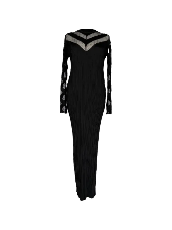 alexander wang black maxi dress Pre-Owned Pleated long-sleeve | a line homecoming dress What Color Pantyhose To Color:Burlap 2% ELASTANEE