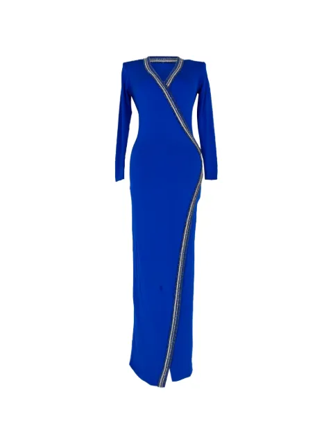 Balmain Pre-Owned crystal-embellished wrap-effect maxi dress
