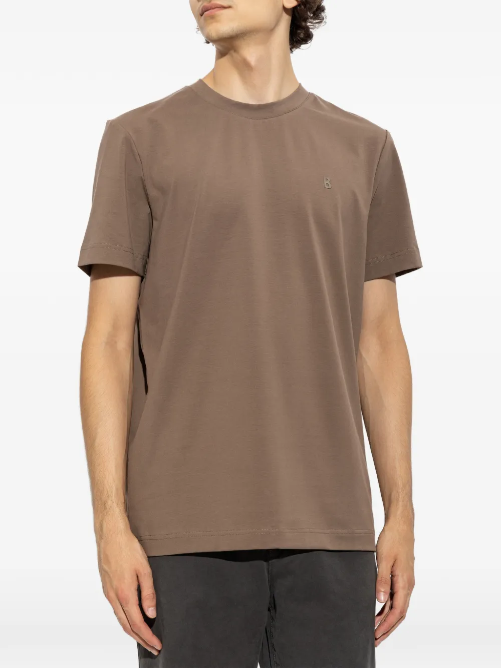 BOGNER Ryan T-shirt met logo-plakkaat Bruin