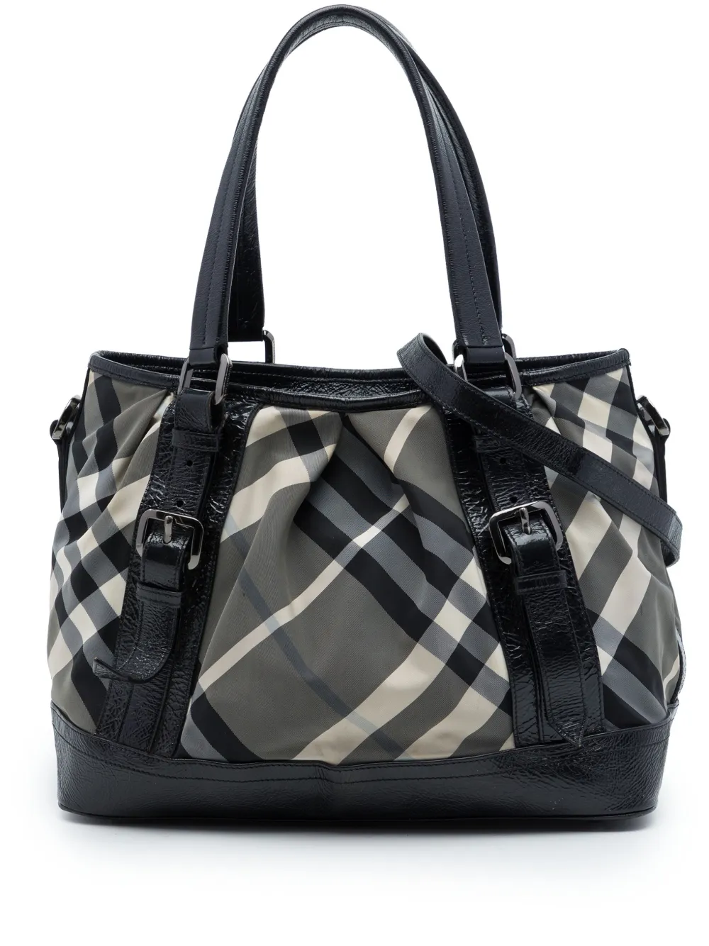 Burberry Pre-Owned Borsa a tracolla Lowry media in nylon con motivo Beat Check 2000-2017 - Grigio