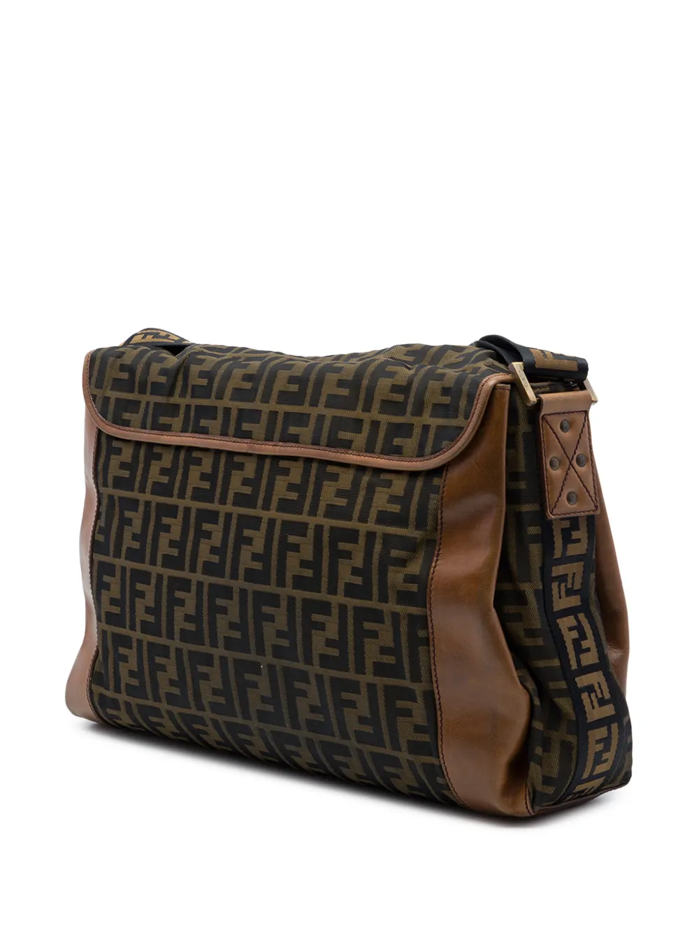 Fendi Pre-Owned 2000-2010 Zucca FF Flat canvas crossbodytas Bruin
