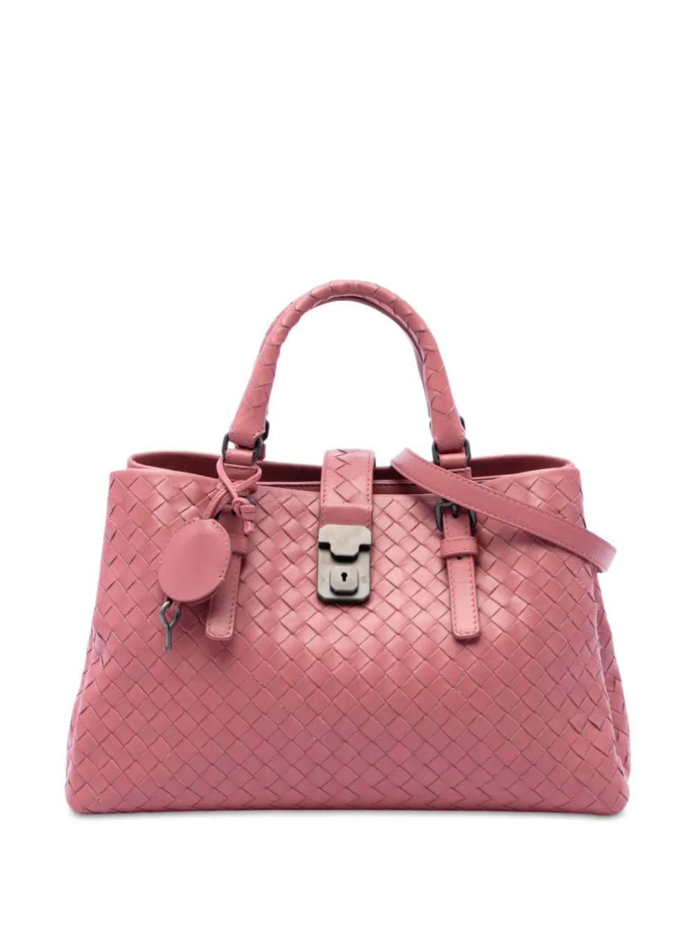 Bottega Veneta Pre-Owned Borsa a tracolla Roma piccola in nappa con motivo Intrecciato 2012-2026 - Rosa