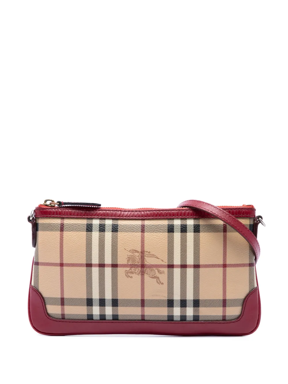 Burberry Pre-Owned Borsa a tracolla Haymarket Check in tela cerata Peyton 2000-2017 - Rosso
