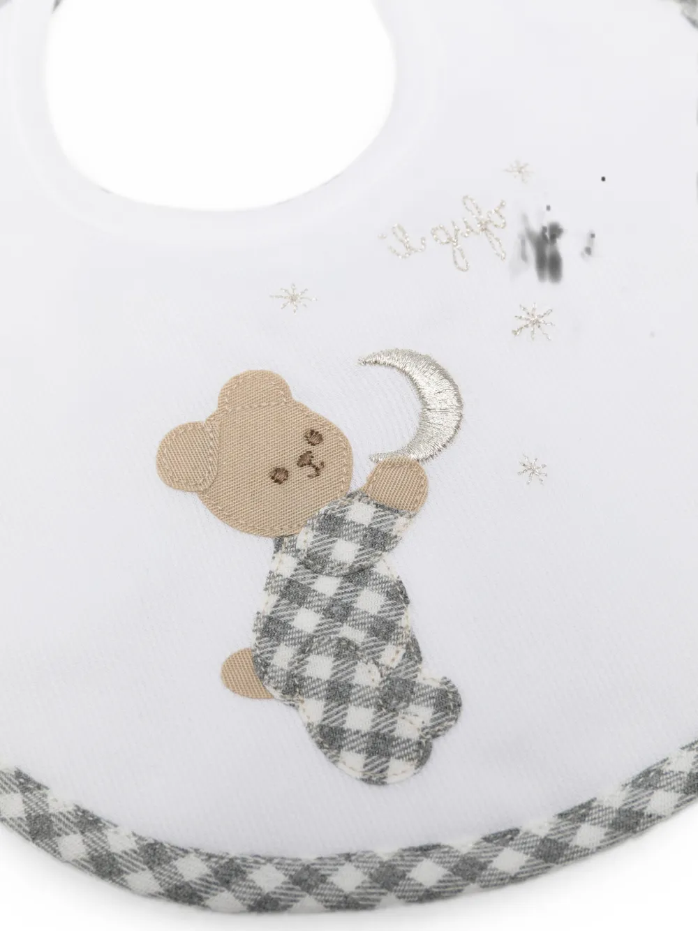 Il Gufo teddy bear gingham-trim bib Wit