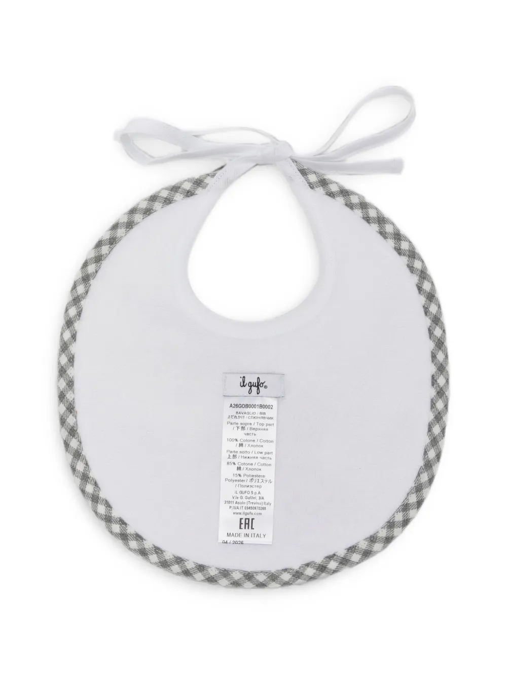 Il Gufo teddy bear gingham-trim bib Wit