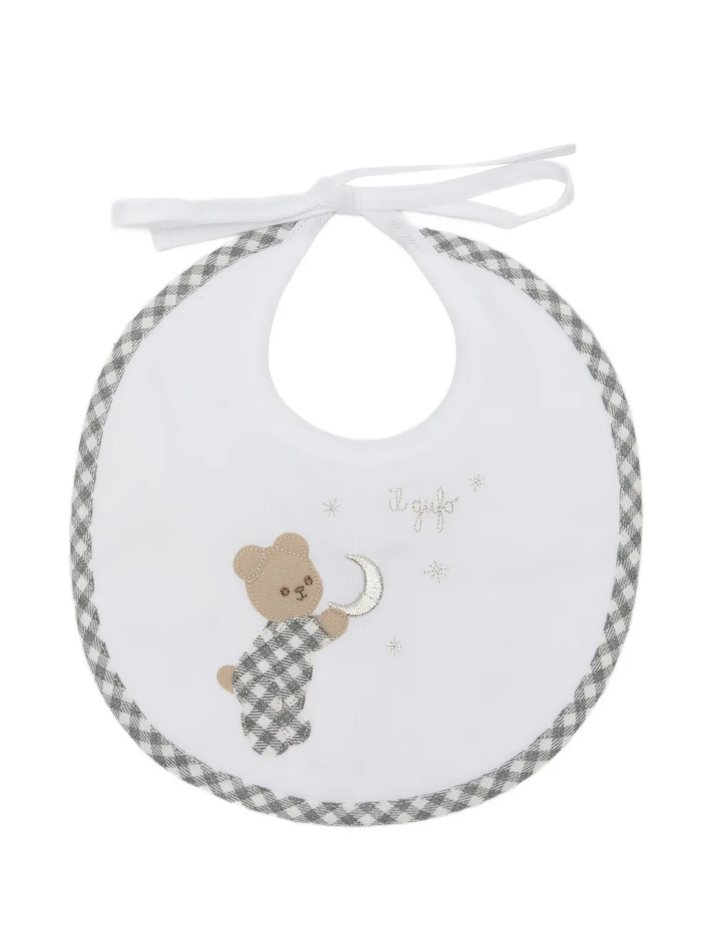 Il Gufo teddy bear gingham-trim bib Wit