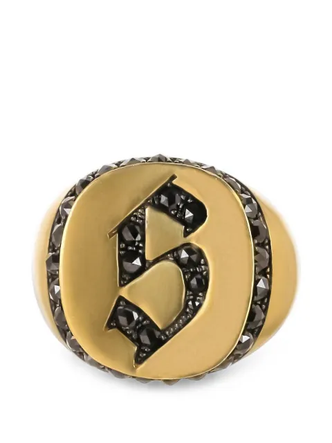 Sylva & Cie diamond letter signet ring