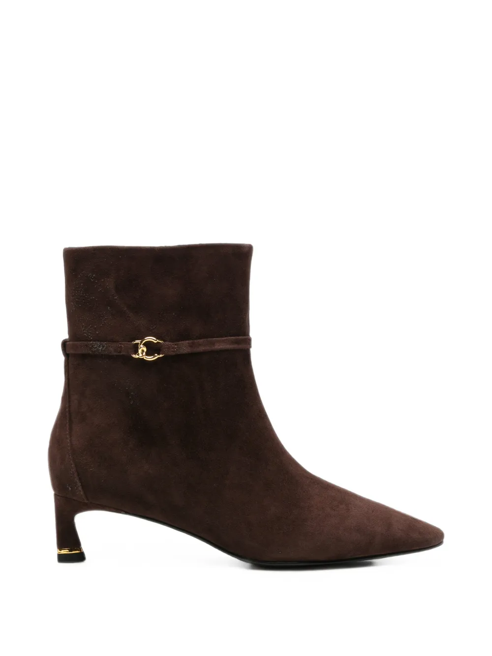 Coccinelle logo-plaque suede ankle boots Bruin