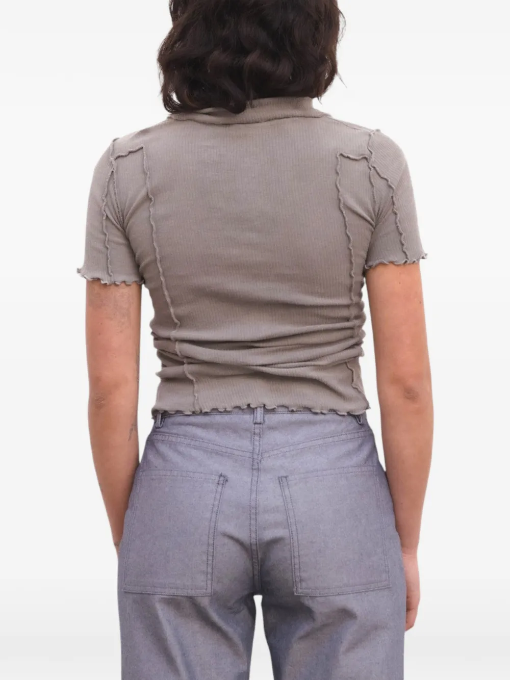 Baserange Omato geribbeld poloshirt Beige