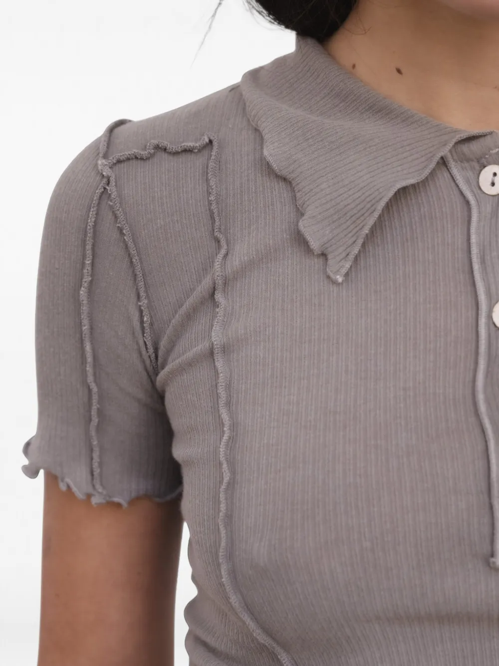 Baserange Omato geribbeld poloshirt Beige
