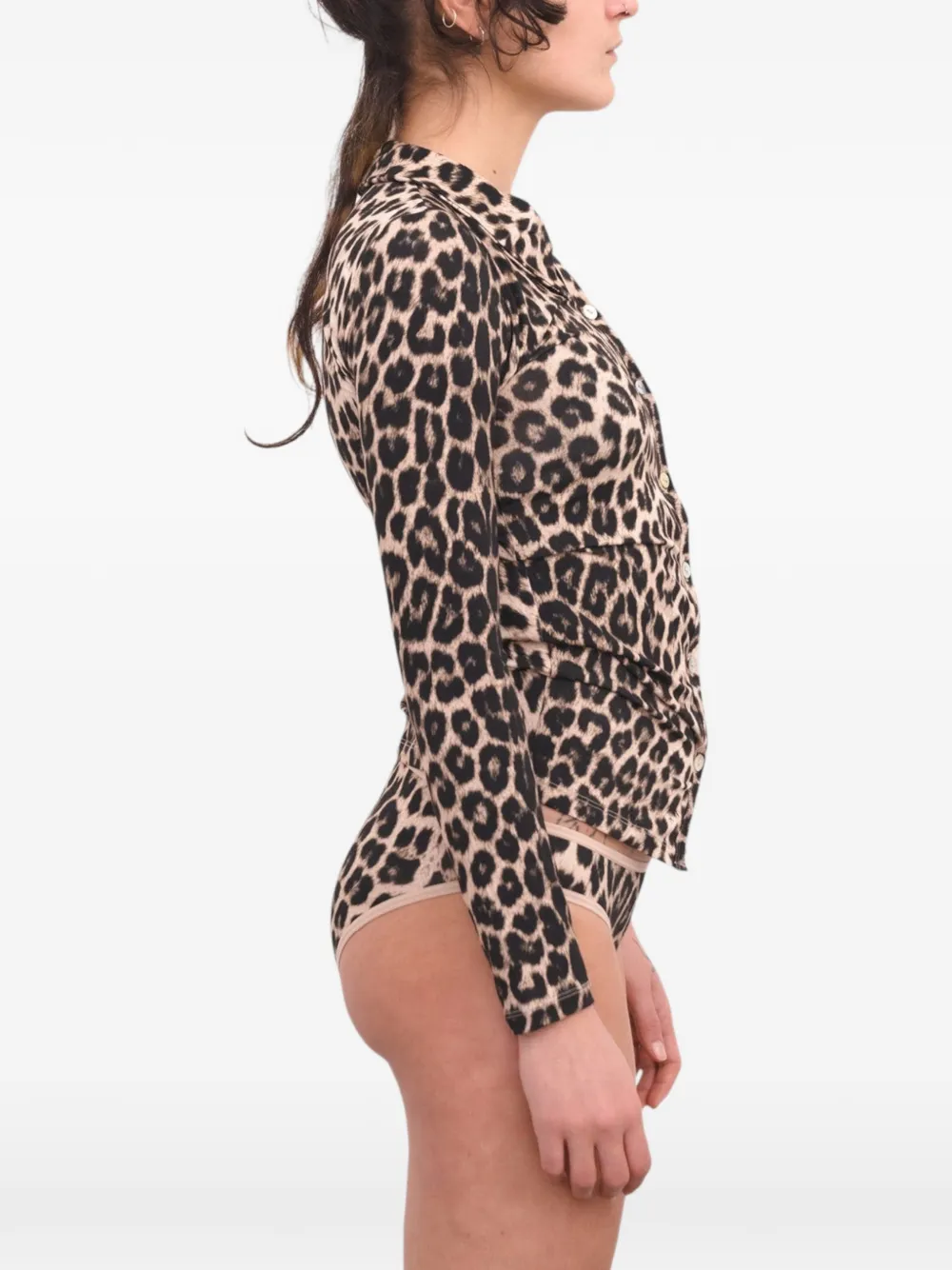 Baserange Cosme blouse met luipaard-print Beige