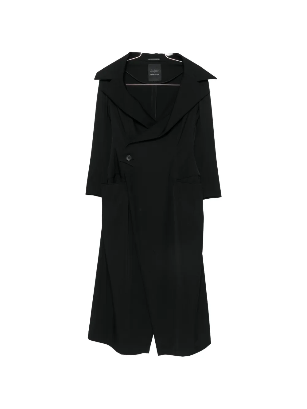 Yohji Yamamoto wrinkled gabardine jacket dress - Nero