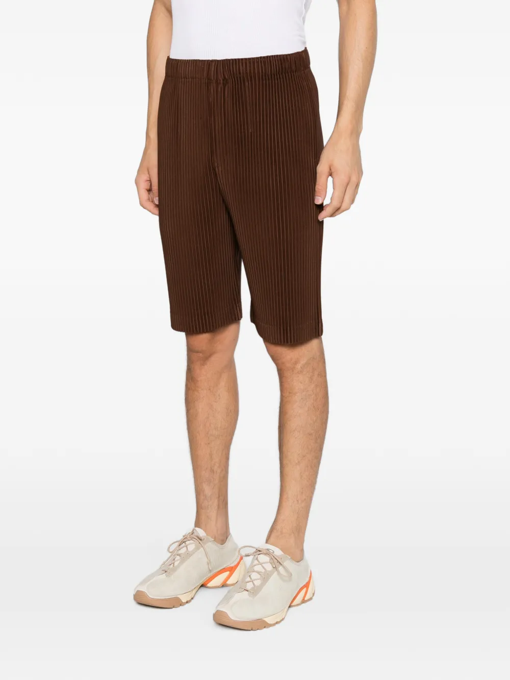 Homme Plissé Issey Miyake Shorts met plissé-effect Bruin