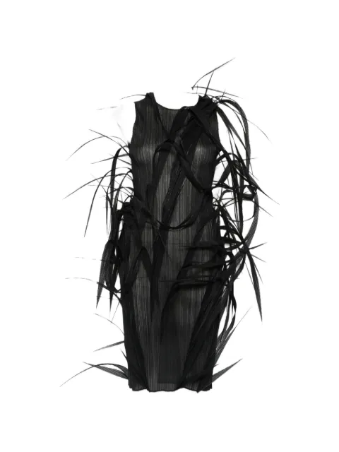 Issey Miyake Urban Jungle pleated leaf-detail dress