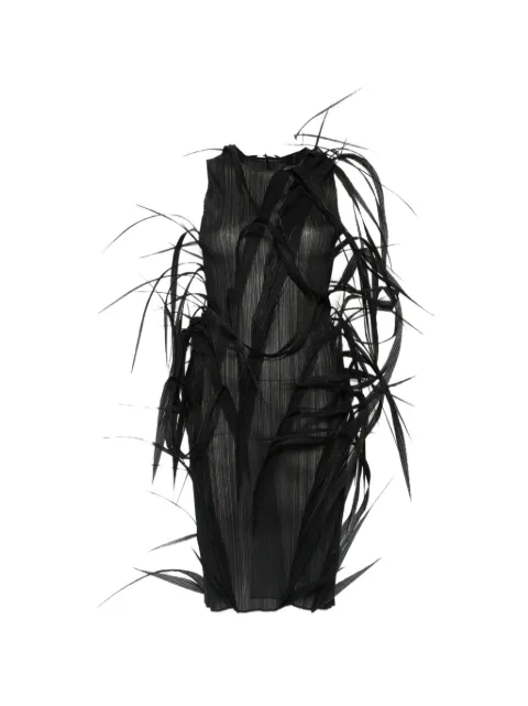 Issey Miyake Urban Jungle pleated leaf-detail dress