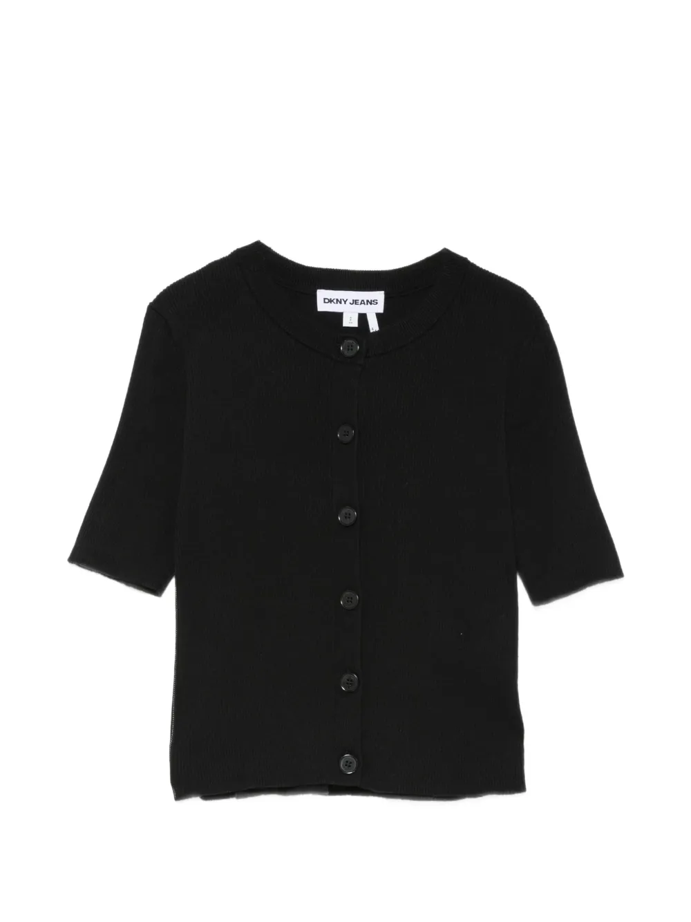 DKNY logo-print ribbed cardigan - Black