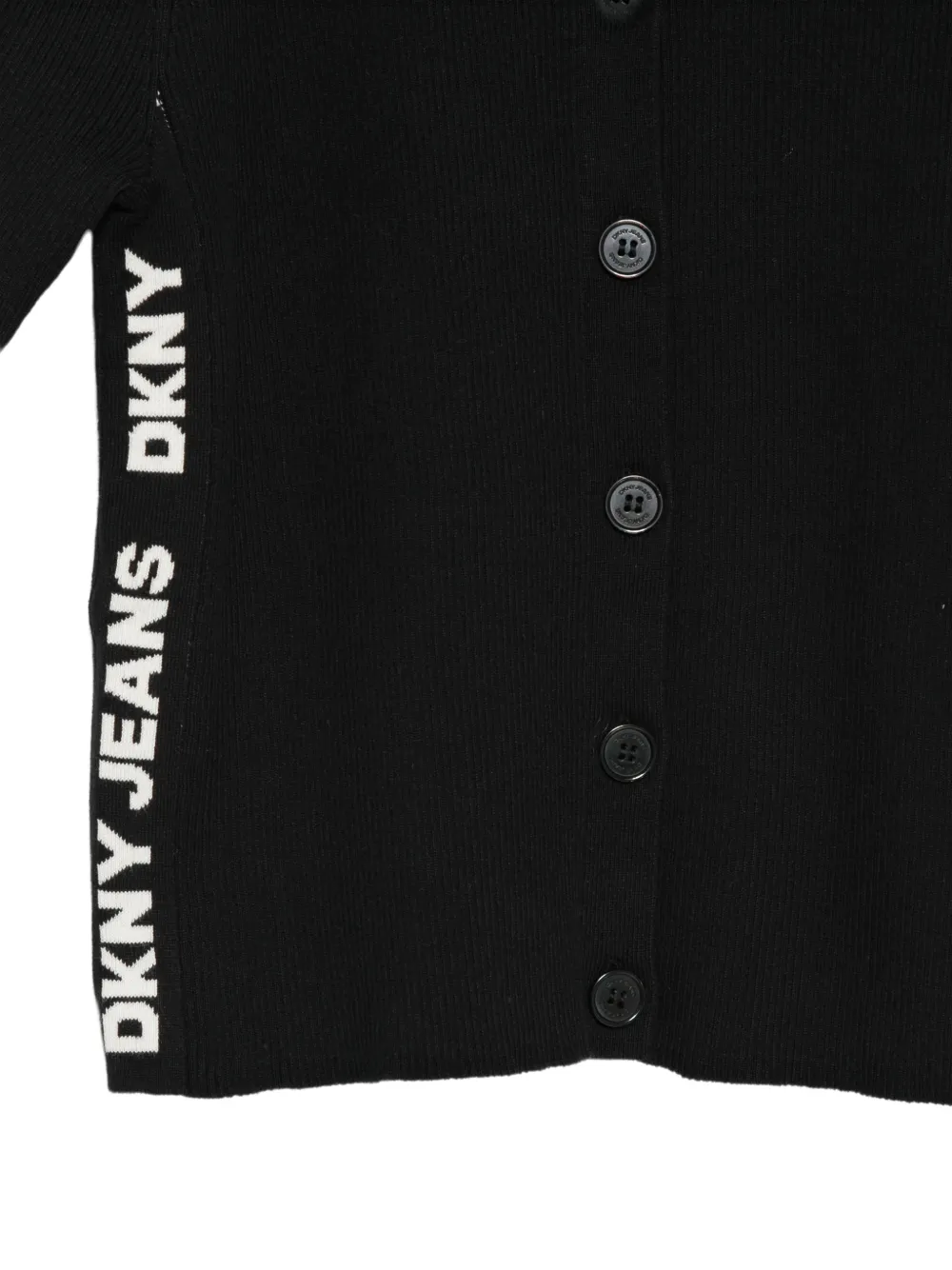 DKNY logo-print ribbed cardigan Zwart
