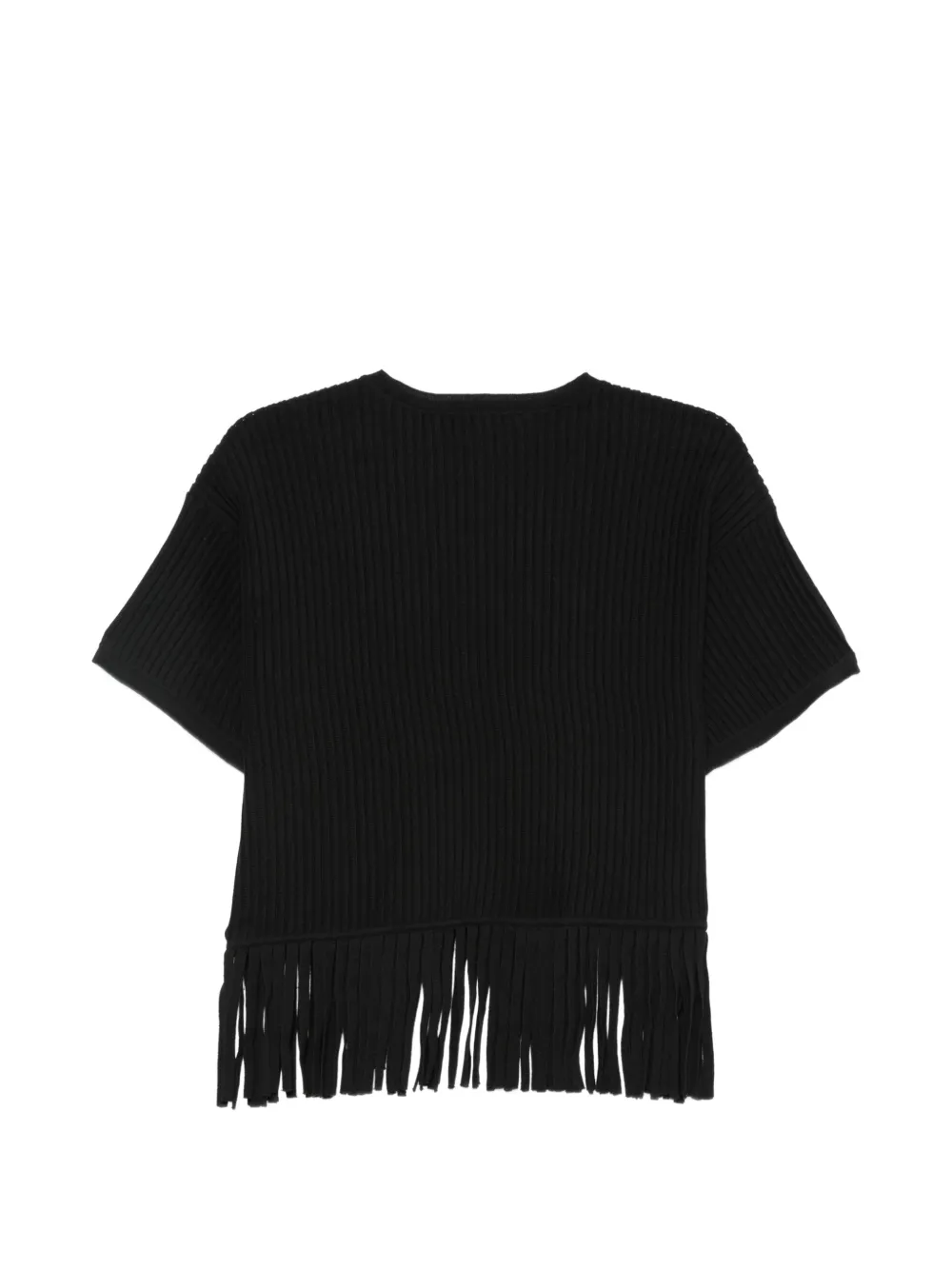 DKNY fringe-trim ribbed sweater Zwart
