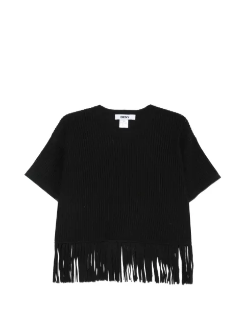 DKNY fringe-trim ribbed sweater
