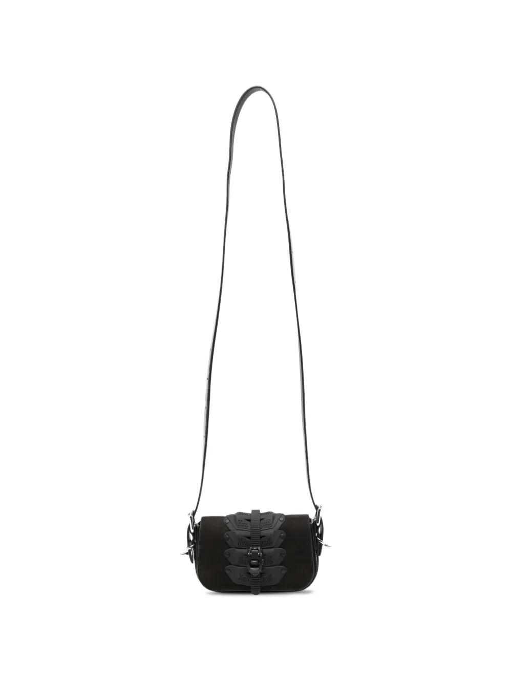 Innerraum sculptural-overlay suede shoulder bag - Nero