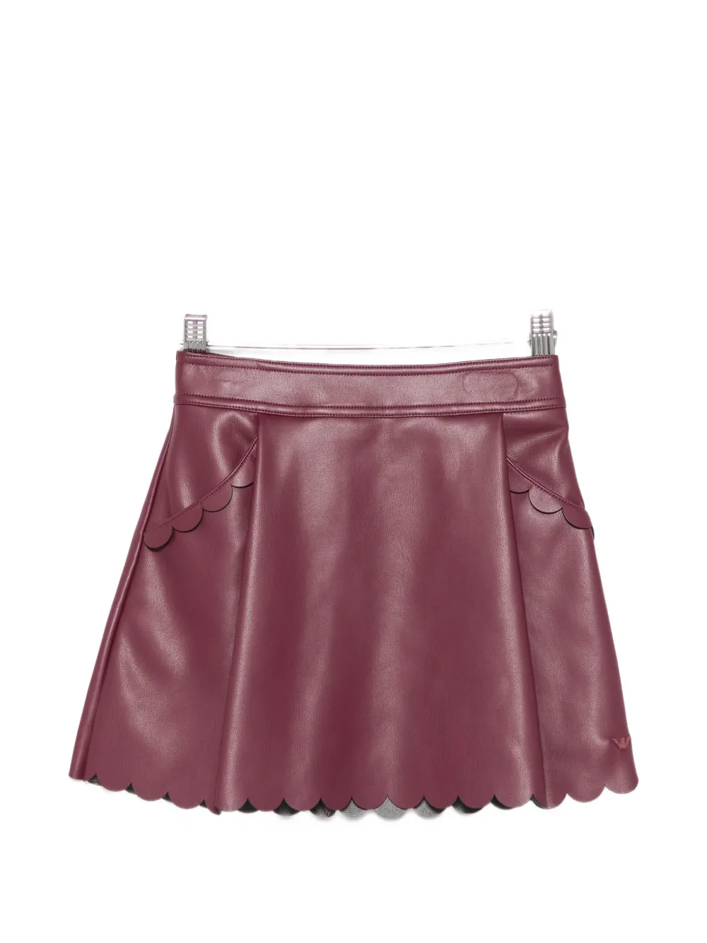 Emporio Armani Kids scalloped-edge faux-leather skirt - Viola