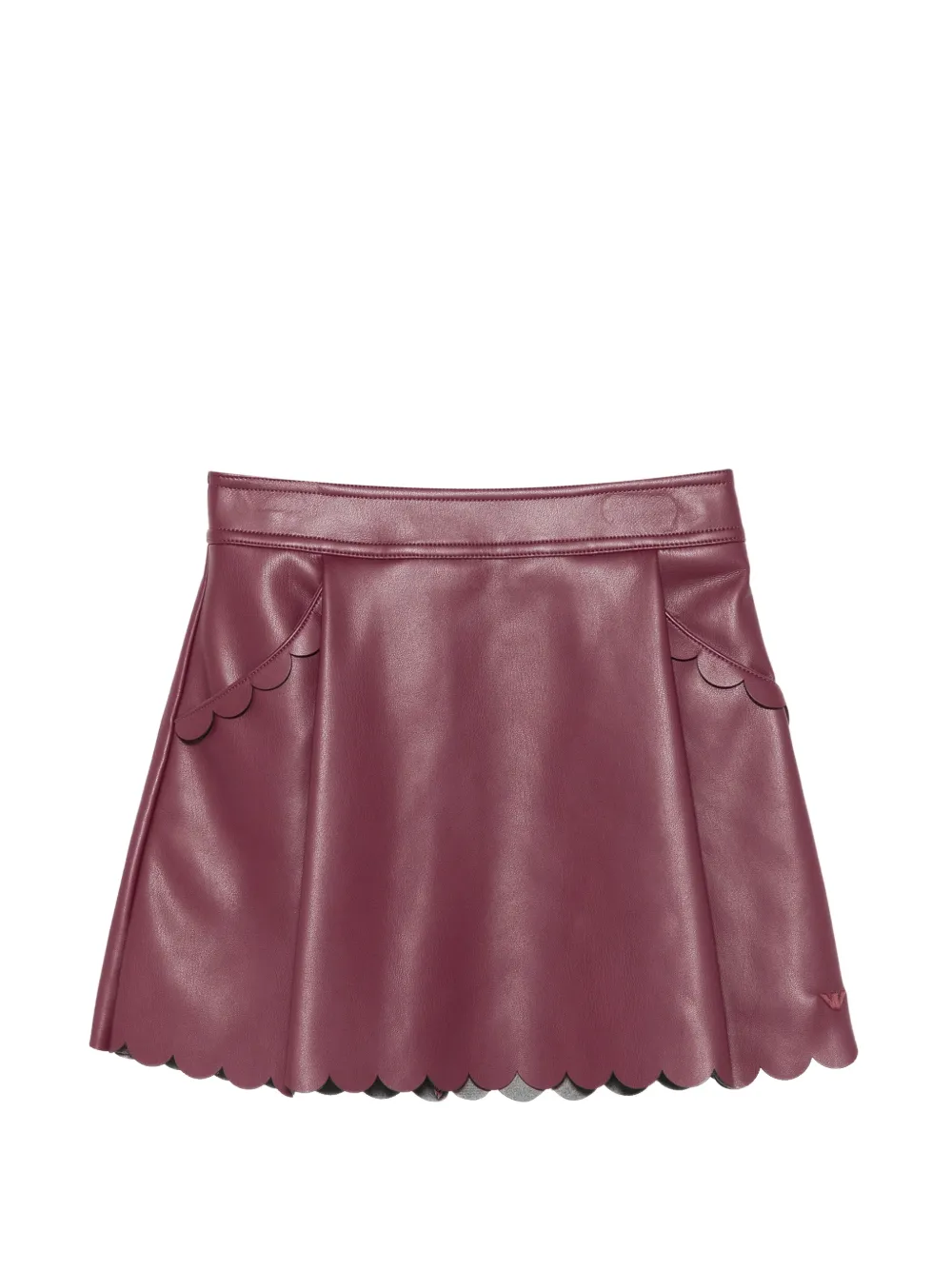 Emporio Armani Kids scalloped-edge faux-leather skirt - Viola