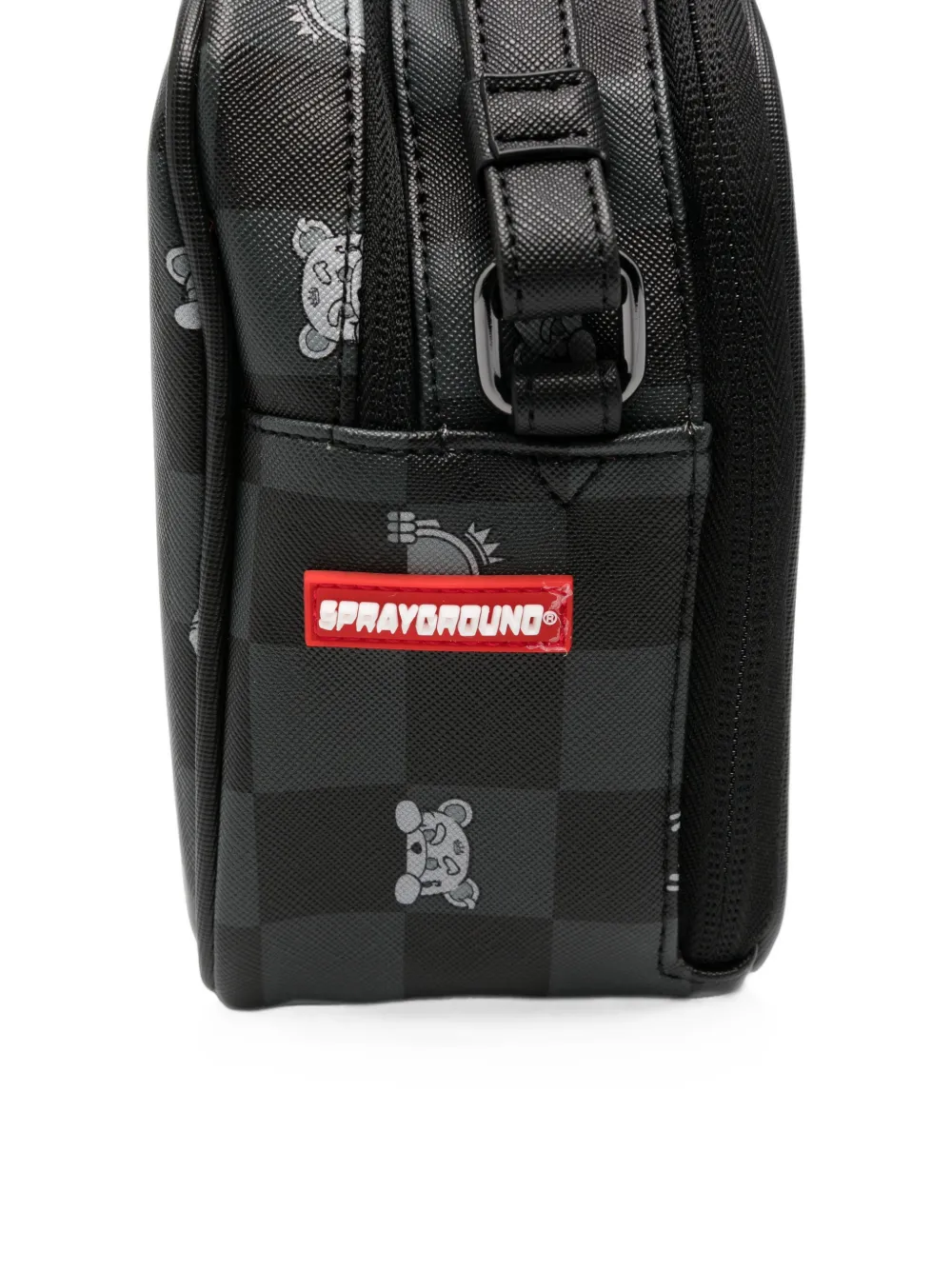 sprayground kid Shark Mouth geruite toilettas Zwart