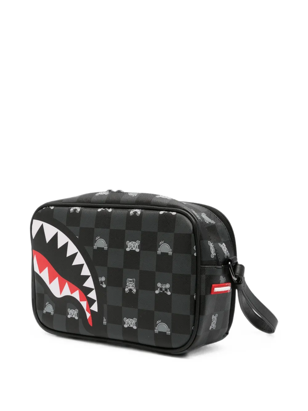 sprayground kid Shark Mouth geruite toilettas Zwart