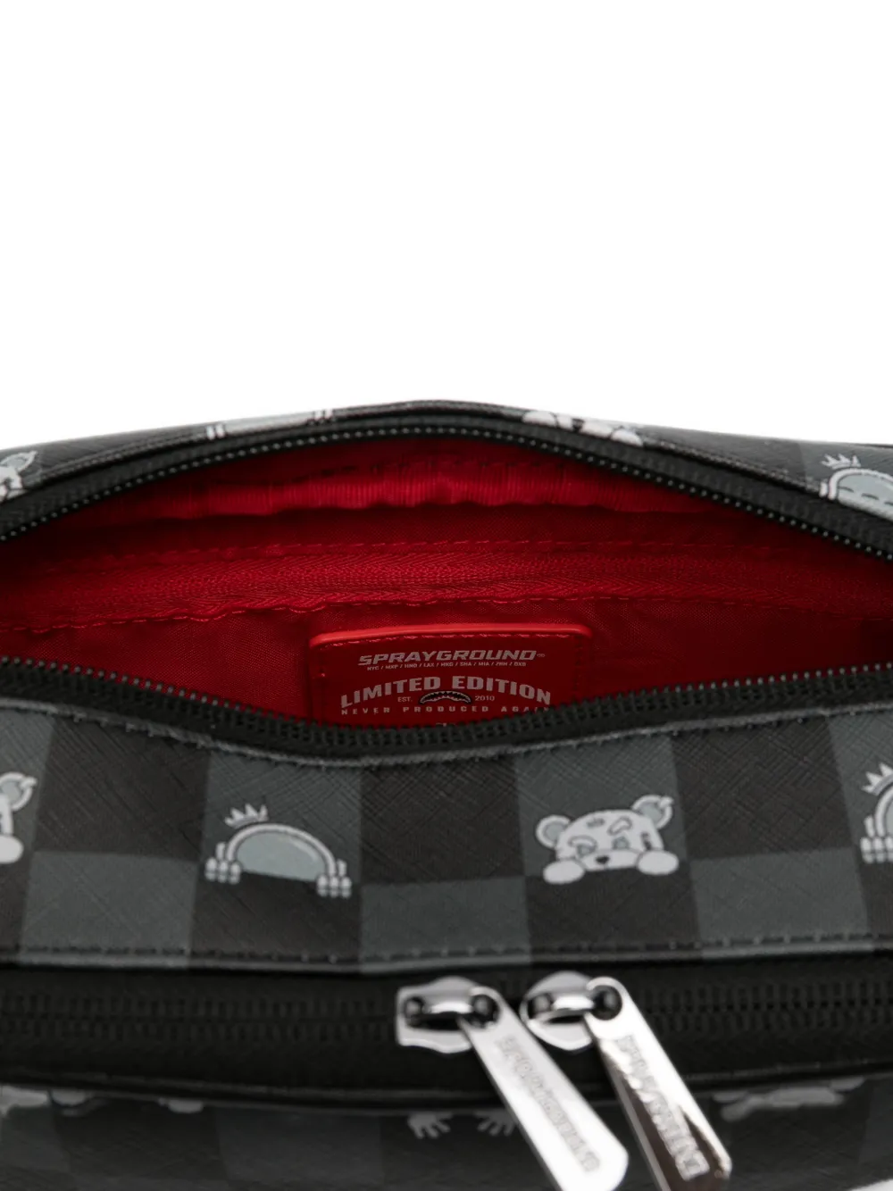 sprayground kid Shark Mouth geruite toilettas Zwart