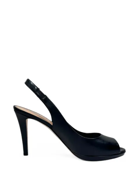 Sergio Rossi Vintage peep-toe slingback leather pumps
