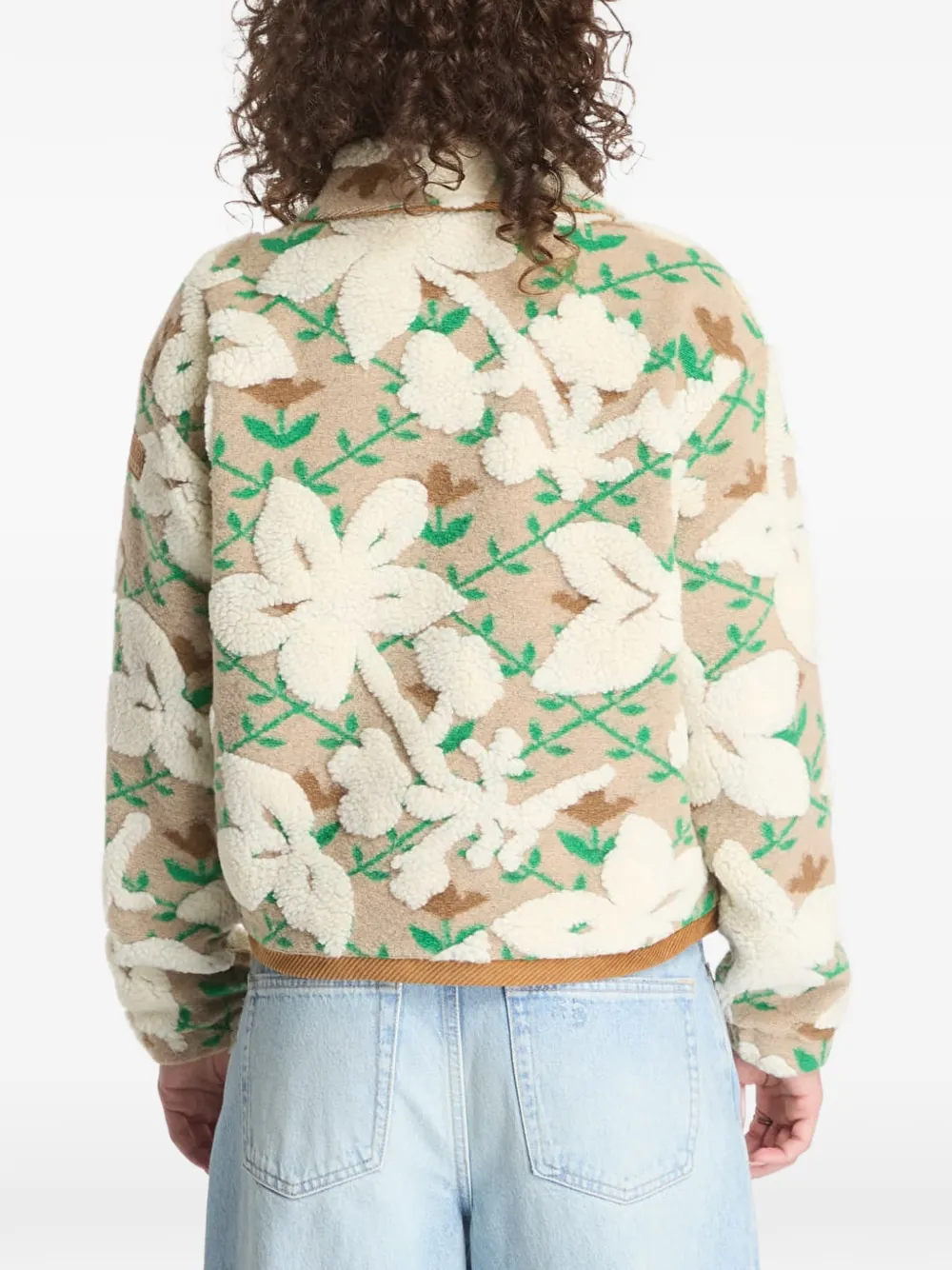 Napapijri T-Bloom fleece jack met bloemen-print Beige