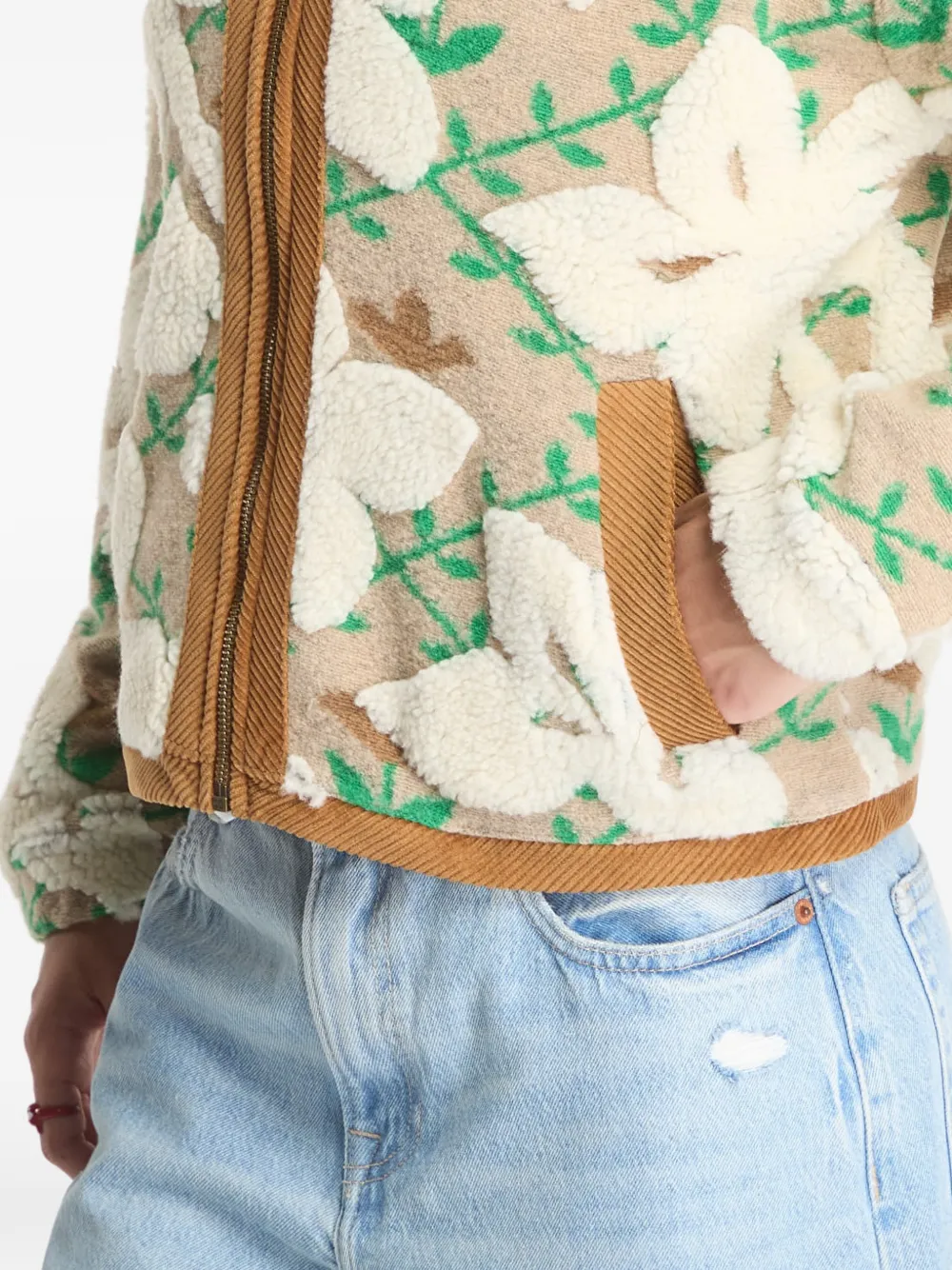 Napapijri T-Bloom fleece jack met bloemen-print Beige