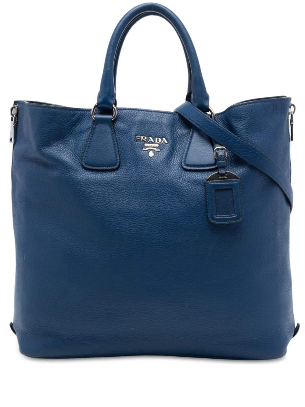 Prada Pre-Owned Borsa tote Vitello Daino convertibile con zip laterale 2013-2026 - Blu